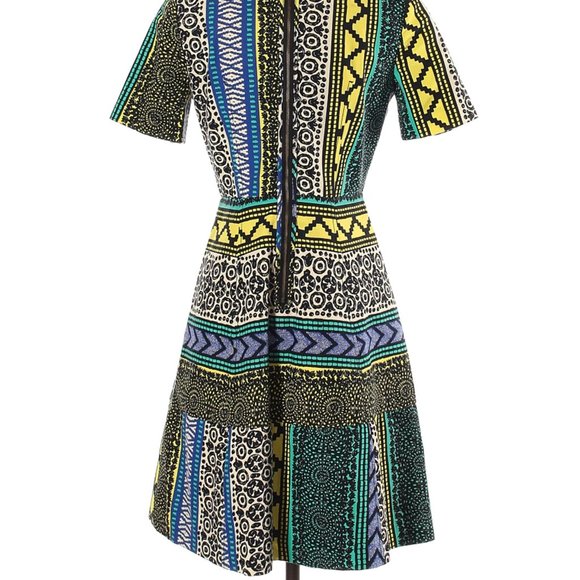 Plenty By Tracy Reese Dress Yellow Tan Black SSleeve Embroider Sz 4 #499 - Picture 4 of 4